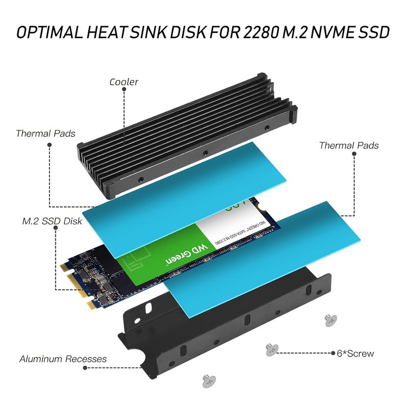 DAMOMCO مبرد SSD NVMe M.2 لجهاز PS5 من سامسونج 990 980 برو 970 إيفو بلس SN570 SN750 SN850 Firecuda 530 NVME أو SATA m2 2280 - Image 5